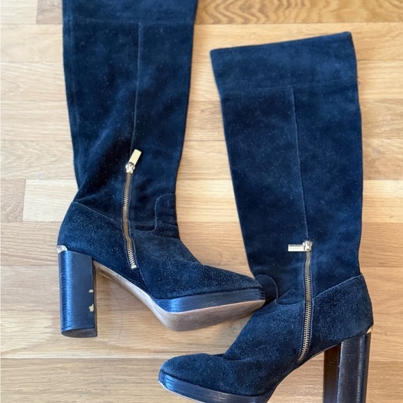 Michael Kors Shoes - Michael Kors Black Suede Heels With zippers size read description
